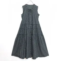 【美品】ピンクハウス★ドットpt♪ローンワンピース 黒系 前開き フリル&リボン♪裾段々フリル 薄手 z18020