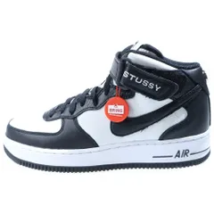 NIKE (ナイキ) ×STUSSY AIR FORCE 1 MID DJ7840-002 ステューシー エアフォース1 ミッドカットスニーカー ホワイト/ブラック US9.5/27.5cm