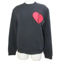 エムエスジーエム MSGM スウェット トレーナー 2742MDM274 裏起毛 長袖 ハート アップリケ ロゴ プリント クルーネック S 黒 ブラック /X