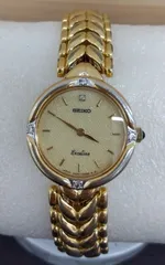 【中古品・ジャンク品・現状品】SEIKOセイコー　エクセリーヌ　レディース腕時計　4Pダイヤ　クォーツ　4N20-0360 L-2