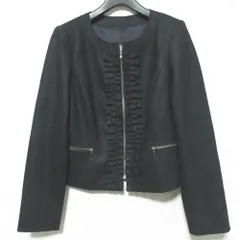 未使用 ANAYI アナイ ウール フリル ノーカラージャケット サイズ38 ブラック レディース 古着 中古 USED