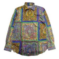 新品同様 ETRO エトロ ペイズリー シャツ カットソー 総柄 S 紫 パープル×マルチ メンズ 古着 中古 USED
