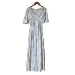 未使用 gelato pique ジェラートピケ カップイン ネコ ワンピース サイズF ライトブルー レディース 古着 中古 USED