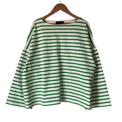美品 23SS Le Minor ルミノア SLOBE IENA別注 ビッグボーダーカットソー 23070913000710 サイズ1 グリーン レディース 古着 中古 USED