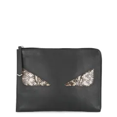 フェンディ クラッチバッグ バグズ モンスター レザー パイソン 8M0370 FENDI バッグ 黒