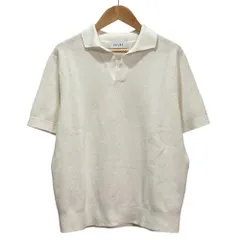 美品 25SS AOURE アウール ハイブリッドラミーニットポロシャツ AMNT251016 サイズM ホワイト レディース 古着 中古 USED