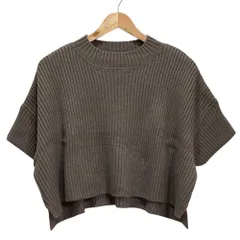 美品 mizuiro ind ミズイロインド ワイド リブニット カットソー グレージュ レディース 古着 中古 USED