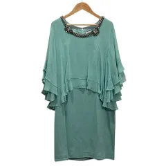 良品 Grace Class グレースクラス ビジュー付き ベルスリーブ シルクワンピース 38 ミントブルー レディース 古着 中古 USED