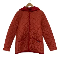 美品 Lavenham ラベンハム フード付き キルティング ジャケット サイズ36 レッド レディース 古着 中古 USED