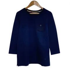 良品 BURBERRY バーバリー ニットポケット ロングスリーブ ニット カットソー サイズ1 ネイビー レディース 古着 中古 USED