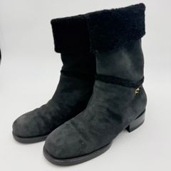 CHANEL（シャネル）ココマーク ムートン ショートブーツ ブラック