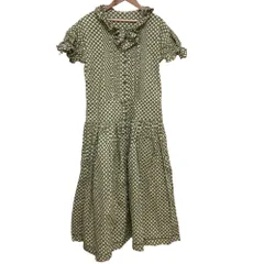 美品 PINK HOUSE ピンクハウス 水玉 フリル ピンタック ワンピース カーキ レディース 古着 中古 USED