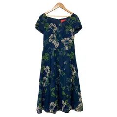 美品 Sybilla シビラ フラワージャガード ショートスリーブ ワンピース M ネイビー レディース 古着 中古 USED