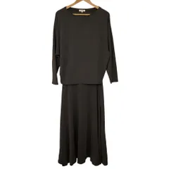 美品 PLST プラステ カットソーリラックススカートセットアップ 2点セット M ダークグレー レディース 古着 中古 USED