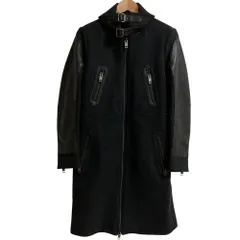 美品 DIESEL ディーゼル レザー コンビ メルトン ライダース コート サイズXS ブラック レディース 古着 中古 USEDのサムネイル