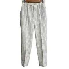 未使用 qualite カリテ ストライプ イージーパンツ サイズ40 ホワイト  レディース 古着 中古 USED