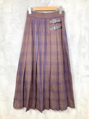 LOWRYS FARM ローリーズファーム LF519057TK ベルトデザイン チェック キルト プリーツ ロング スカート sizeM/ボルドー系  ■■レディース
