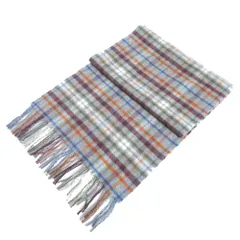 美品 Johnstons of Elgin ジョンストンズオブエルガン タータンチェック柄 カシミヤ100％ フリンジ マフラー グレー系マルチカラー メンズ レディース 古着 中古 USEDのサムネイル
