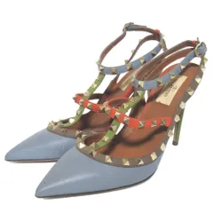 美品 VALENTINO GARAVANI ヴァレンティノガラヴァーニ ロックスタッズ ストラップ ミュール パンプス サイズ40 27cm相当 マルチカラー レディース 古着 中古 USED