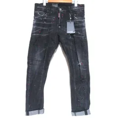 未使用 22AW DSQUARED2 ディースクエアード Tidy Biker Jean ダメージ加工 ジーンズ デニムパンツ サイズ46 ブラック メンズ 古着 中古 USED