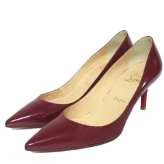 未使用 Christian Louboutin クリスチャンルブタン パテントレザー ポインテッドトゥ パンプス サイズ37.5 24.5cm ボルドー レディース 古着 中古 USED