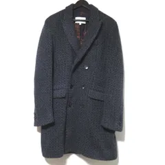 未使用 ETRO エトロ ローズ柄ライニング ダブルブレスト ニット チェスターコート XLサイズ グレー×ネイビー メンズ 古着 中古 USEDのサムネイル
