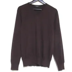 美品 Ermenegildo Zegna エルメネジルドゼニア カシミヤシルク Vネック ハイゲージ ニット セーター XSサイズ ブラウン メンズ 古着 中古 USED