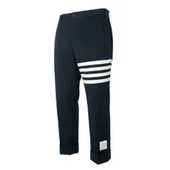 54b23 THOM BROWNE トムブラウン コットン ツイン 4BAR チノ トラウザー ネームタグ アップリケ MTU245A-03788415 2サイズ ネイビー コットン100％ メンズ 男性用u02tのサムネイル
