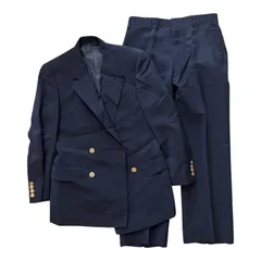  Burberry’s バーバリー ヴィンテージスーツ ダブル セットアップ 金ボタン ウール ネイビー レディース A3【Z1806】