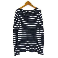 エイチ&エム H&M ニット ボーダー コットン 長袖 XS 紺 ネイビー 白 ホワイト 小さいサイズ