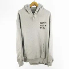 THUMPERS サンパーズ  パーカー ロゴ 刺繍 スウェット プルオーバー グレー ブラック コットン 裏起毛 L