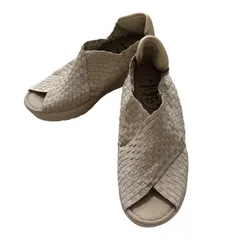  【未使用品】Gomu56 ゴムゴム 編み込みメッシュサンダル ベージュ 軽量 レディース L 24〜24.5cm【Z1806】