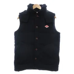 ダントン DANTON × ビームス BEAMS ダウンベスト ジャケット フード付き ウール くるみボタン ロゴワッペン 42 紺 ネイビー JD-8562 /GV ■GY18