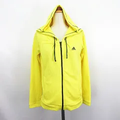 アディダス adidas パーカー ジャケット 長袖 ジップアップ ロゴ M イエロー スポーツウェア ※EKM