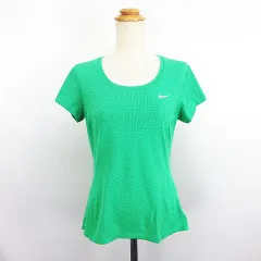 ナイキ NIKE RUNNING Tシャツ カットソー 半袖 ラウンドネック DRI-FIT ロゴ M グリーン スポーツウェア ※EKM
