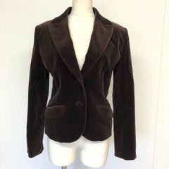 [値下げ交渉歓迎] ナチュラルビューティー ベロアジャケット ブラウン M ベロア/ベルベット素材 テーラードジャケットくるみボタン B-242