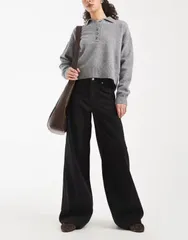 ヴェロモーダ レディース ボトムス デニムパンツ ワイドレッグ ジーンズ Vero Moda Remy mid rise wide leg jeans denim Black Denim ブラック