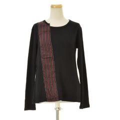 【Y'S】YM-T47-966 アシンメトリー ストライプ切替 リブ長袖カットソー