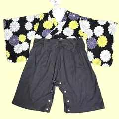 【プレゼント付き】◇70～80ｃｍ　羽織はかまロンパース カバーオール　男の子　菊文様