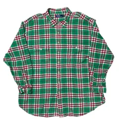 ポロバイラルフローレン  チェックシャツ フランネルシャツ  ネルシャツ 赤 白 緑 格子 ヘビーネル ヴィンテージ オーバーサイズ ビッグシルエット 3XL BIG レディース ユニセックス メンズ 古着 長袖 CHM
