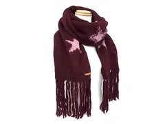 COACH コーチ アクリル×レーヨン フリンジ マフラー ストール 防寒具 メンズ レディース ボルドー系×ピンク系 DK1519