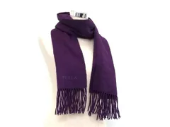 ■美品■ FURLA フルラ カシミヤ100％ フリンジ マフラー ストール 防寒具 レディース パープル系 DK1560