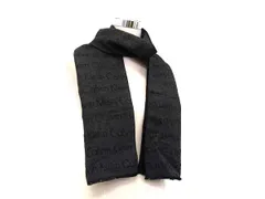 ■極美品■ Calvin Klein カルバンクライン レーヨン100％ マフラー ストール 防寒具 メンズ レディース ブラック系×グレー系 DK1569のサムネイル