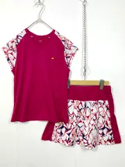 ellesse エレッセ 幾何学模様 テニスウェア セットアップ sizeM/L/ピンク ■◆レディース