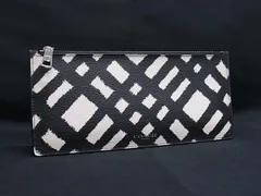 ■美品■ COACH コーチ PVC×レザー マルチポーチ マルチケース 小物入れ レディース メンズ ブラック系×アイボリー系 DK9197