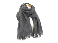 ■美品■ LANCEL ランセル 大判 フリンジ マフラー ストール ショール 防寒具 メンズ レディース グレー系 DL5404のサムネイル