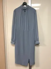 モジョエスピン フリルネック シフォン袖 スリット ONE PIECE スーツ ゲストルック