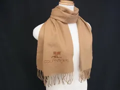 ■美品■ courreges クレージュ フリンジ マフラー ストール 防寒具 レディース メンズ ブラウン系 DL5460