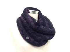 ■美品■ ARMANI JEANS アルマーニジーンズ アクリル×ウール ネックウォーマー マフラー 防寒具 ネイビー系×パープル系 DL5572のサムネイル