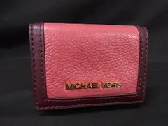 ■美品■ MICHAEL KORS マイケルコース レザー 三つ折り 財布 ウォレット 札入れ 小銭入れ レディース ピンク系×ボルドー系 DL6836
